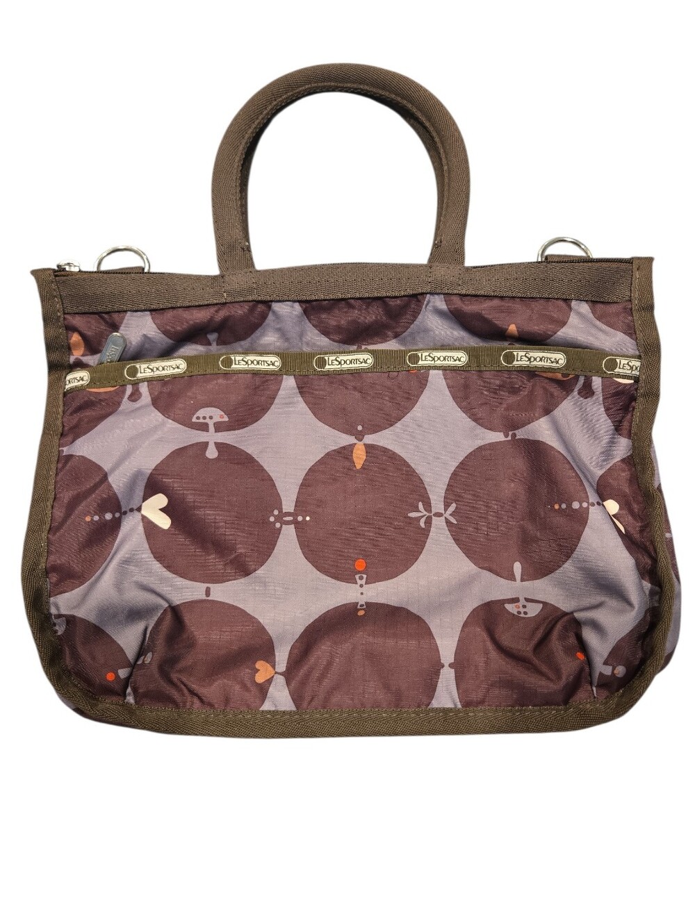LESPORTSAC. SHOULDER BAG/CROSSBODY. CIRCLE PRINT. MISSING CROSSBODY STRAP.